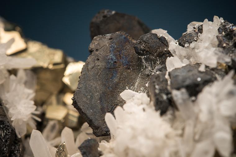 BOURNONITE with PYRITE and QUARTZ